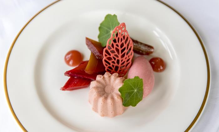 Pudding featuring Rhubarb made in three ways.